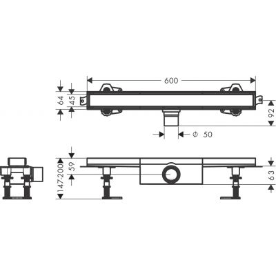 Hansgrohe RainDrain Compact odpływ prysznicowy 60 cm stal szlachetna szczotkowana 56175000