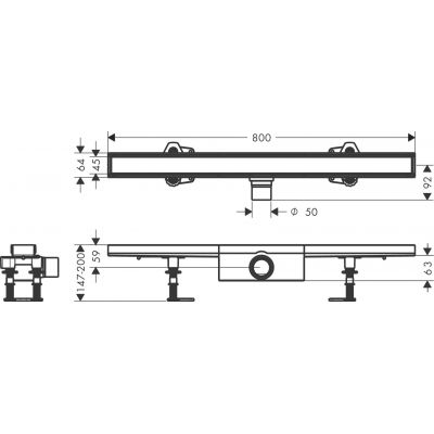 Hansgrohe RainDrain Compact odpływ liniowy z rusztem 80 cm stal 56179000