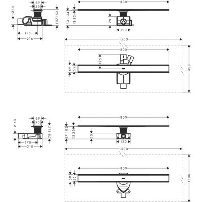 Hansgrohe RainDrain Allround odpływ liniowy 80 cm stal szlachetna szczotkowana 56187800
