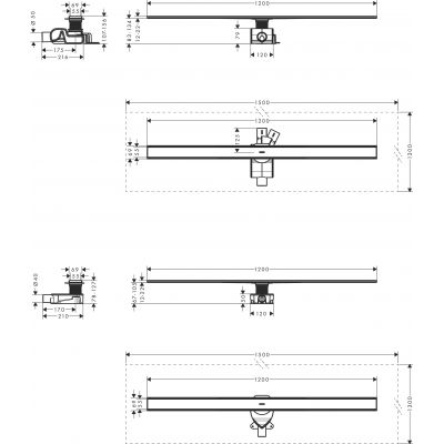 Hansgrohe RainDrain Allround odpływ liniowy 120 cm stal szlachetna szczotkowana 56190800
