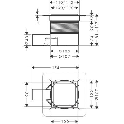 Hansgrohe RainDrain Brilliance odpływ prysznicowy 10 cm stal szlachetna szczotkowana 56250800