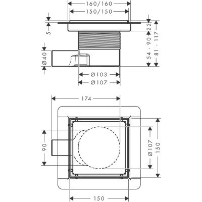 Hansgrohe RainDrain Brilliance odpływ prysznicowy 15 cm czarny mat 56251670
