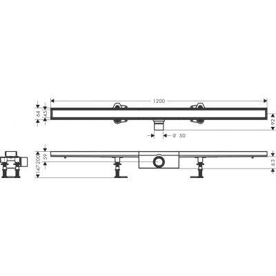Hansgrohe RainDrain Compact odpływ liniowy 120 cm stal szlachetna szczotkowana 56185000