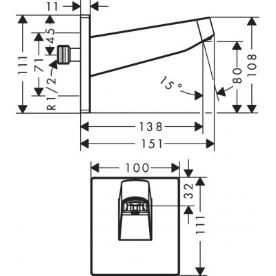 Hansgrohe Pulsify ramię deszczownicy 15 cm ścienne chrom 24149000