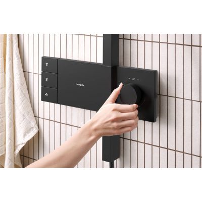 Hansgrohe Raindance Alive Q EcoSmart zestaw prysznicowy ścienny termostatyczny z deszczownicą czarny 24581670