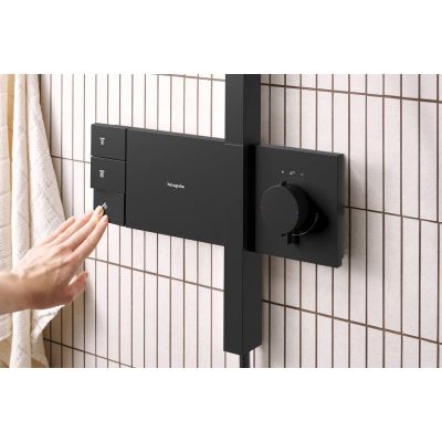 Hansgrohe Raindance Alive Q EcoSmart zestaw prysznicowy ścienny termostatyczny z deszczownicą czarny 24591670