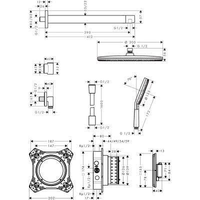 Hansgrohe Raindance Alive S zestaw prysznicowy podtynkowy termostatyczny z deszczownicą czarny 24630670