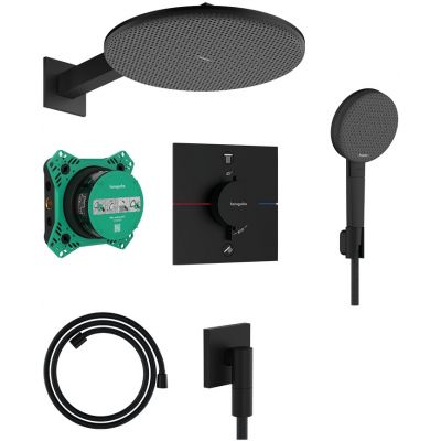 Hansgrohe Raindance Alive S zestaw prysznicowy podtynkowy termostatyczny z deszczownicą czarny 24630670