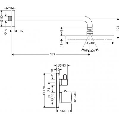 Hansgrohe Raindance Ecostat S z zawór iBox universal zestaw prysznicowy S 240 AIR 1jet bateria termostatyczna 27122000