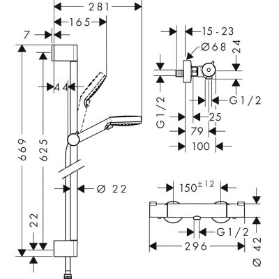 Hansgrohe Crometta zestaw prysznicowy ścienny termostatyczny biały/chrom 27812400