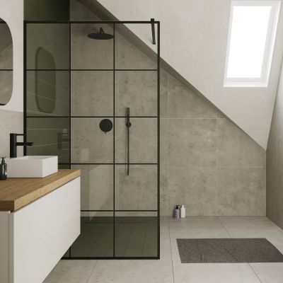 Hagser Agatha Walk-In ścianka prysznicowa 110 cm czarny mat/szkło przezroczyste HGR12000022