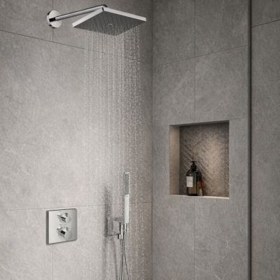 Hansgrohe Ecostat Square zestaw prysznicowy podtynkowy termostatyczny z deszczownicą chrom (28737000, 27413000, 15714000, 01800180, 26889000, 24320000, 28276000)