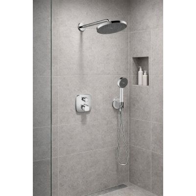 Hansgrohe Ecostat E zestaw prysznicowy podtynkowy termostatyczny z deszczownicą chrom (28056000, 27413000, 15708000, 01800180, 26888000, 28033000, 28276000)