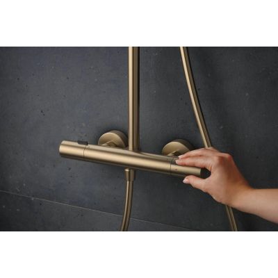 Hansgrohe Pulsify S Puro zestaw prysznicowy ścienny termostatyczny z deszczownicą brąz szczotkowany 24222140