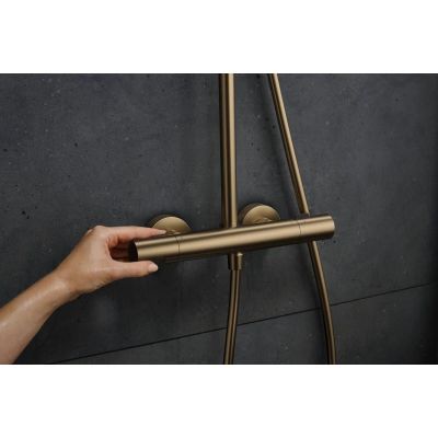 Hansgrohe Pulsify S Puro zestaw prysznicowy ścienny termostatyczny z deszczownicą brąz szczotkowany 24222140