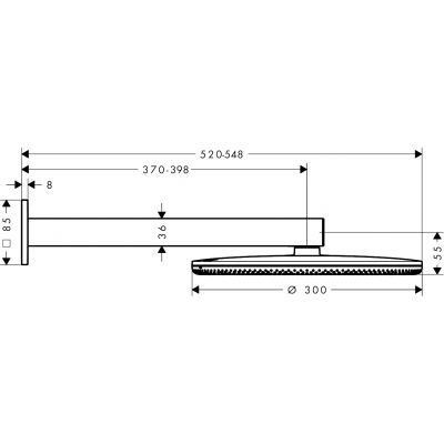 Hansgrohe Raindance Alive S deszczownica z ramieniem 30x30 cm okrągła Czarny Chrom Szczotkowany 24540340