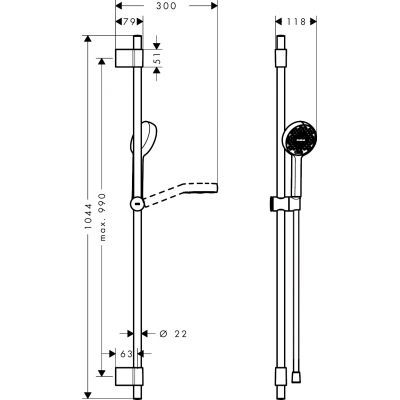 Hansgrohe Activera Select S zestaw prysznicowy ścienny czarny 28050670