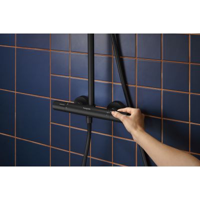 Hansgrohe Activera S zestaw prysznicowy ścienny termostatyczny z deszczownicą czarny 28078670