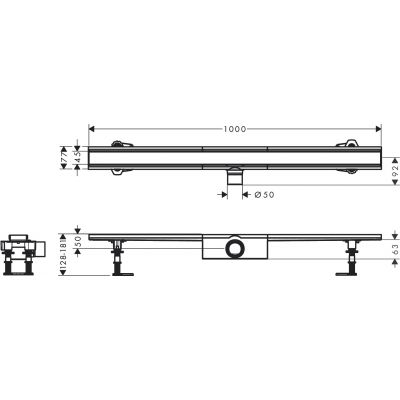 Hansgrohe RainDrain Compact odpływ liniowy 100 cm stal 56182800