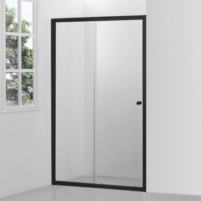 Hagser Ava drzwi prysznicowe 120 cm dwuczęściowe przesuwne czarny mat/szkło przezroczyste HGR15000021