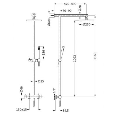 Herzbach Design iX zestaw prysznicowy ścienny termostatyczny z deszczownicą stal szczotkowana 17.988125.1.09