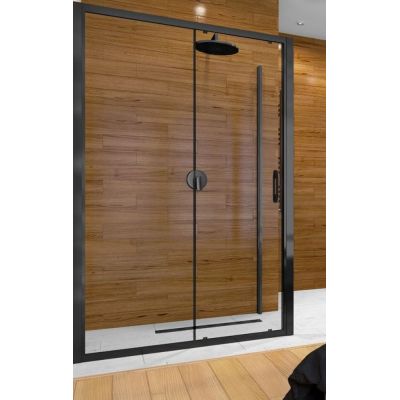 Hüppe Ena 2.0 Black Edition 4-kąt drzwi prysznicowe 140 cm czarny mat/szkło przezroczyste Anti-Plaque 140411.123.322