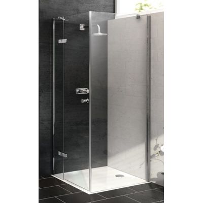 Hüppe Enjoy pure 4-kąt drzwi prysznicowe 120 cm lewe częściowo w ramie srebrny połysk/szkło przezroczyste Anti-Plaque 4T0105.092.322