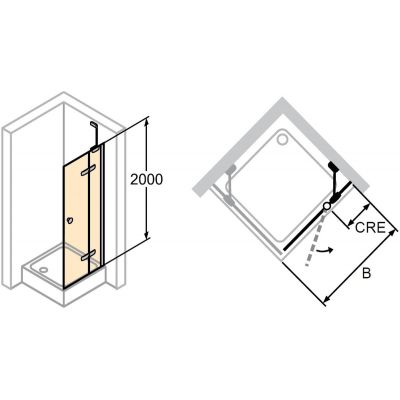 Hüppe Enjoy pure 4-kąt drzwi prysznicowe 90 cm prawe częściowo w ramie srebrny połysk/szkło przezroczyste Anti-Plaque 4T0203.092.322