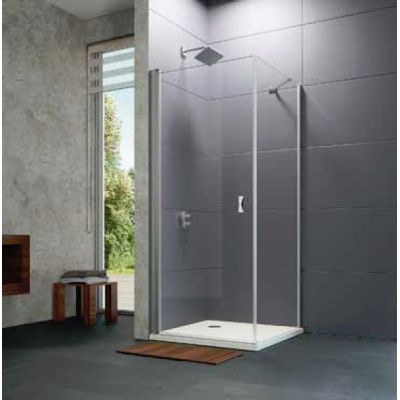 Huppe Design Pure 4-kąt drzwi prysznicowe 80 cm srebrny mat/szkło przezroczyste Anti-Plaque  8P0604.087.322