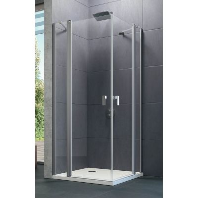 Hüppe Design Pure 4-kąt drzwi prysznicowe 100 cm srebrny połysk/szkło przezroczyste Anti-Plaque 8P0709.092.322