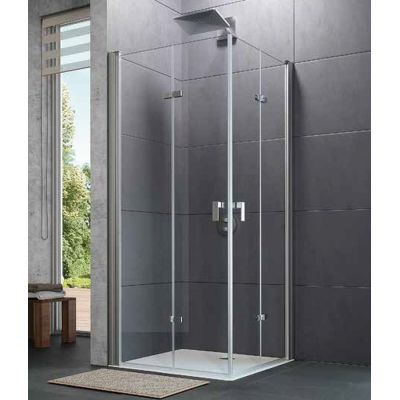 Hüppe Design Pure 4-kąt drzwi prysznicowe 90 cm lewe srebrny połysk/szkło przezroczyste Anti-Plaque 8P0816.092.322
