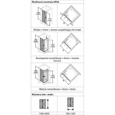 Hüppe Design Pure 4-kąt drzwi prysznicowe 100 cm lewe srebrny mat/szkło przezroczyste Anti-Plaque 8P0817087322