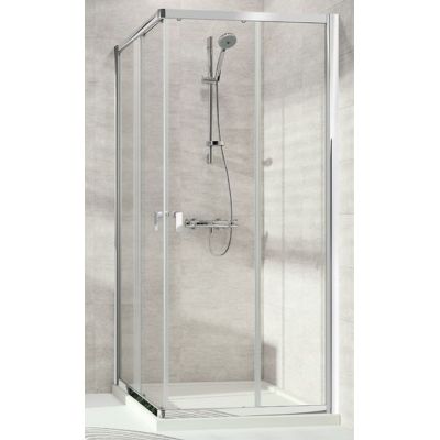 Hüppe Alpha 2 4-kąt kabina prysznicowa 100x100 cm kwadratowa srebrny połysk/szkło przezroczyste Anti-Plaque A20124.069.322
