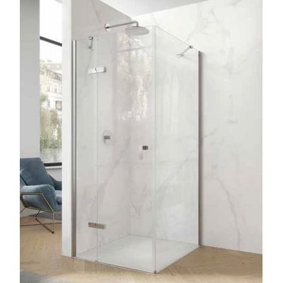 Hüppe Aura pure 4-kąt drzwi prysznicowe 80 cm lewe srebrny połysk/szkło przezroczyste Anti-Plaque AP0002.069.322