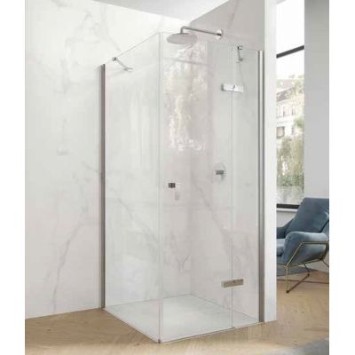 Hüppe Aura pure 4-kąt drzwi prysznicowe 120 cm prawe srebrny połysk/szkło przezroczyste Anti-Plaque AP0115.069.322