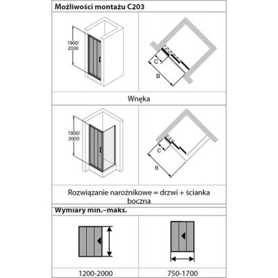 Hüppe Classics 2 4-kąt drzwi prysznicowe 90 cm srebrny mat/szkło przezroczyste Anti-Plaque C20307.087.322