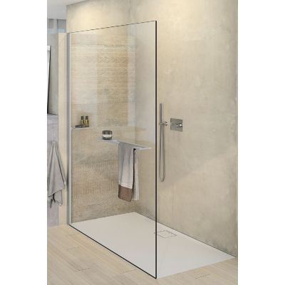 Hüppe Select+ Walk-In ścianka prysznicowa 140 cm wolnostojąca srebrny mat/szkło przezroczyste Anti-Plaque SL0106.087.322