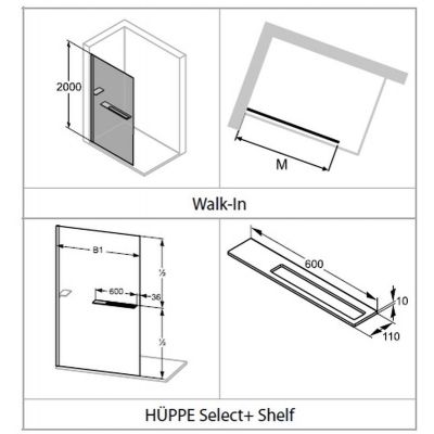Hüppe Select+ Walk-In ścianka prysznicowa 110 cm wolnostojąca srebrny połysk/szkło przezroczyste Anti-Plaque SL0108.069.322