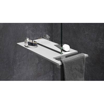 Hüppe Select+ Shower Board półka prysznicowa z uchwytem na ręcznik srebrny mat SL2401087