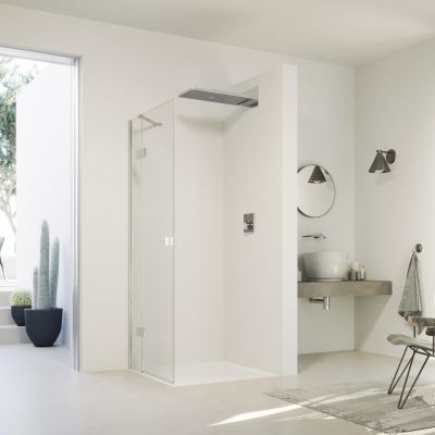 Huppe SolvaPro częściowo w ramie 4-kąt drzwi prysznicowe 100 cm lewe srebrny wysoki połysk/szkło przezroczyste 7T0303092322