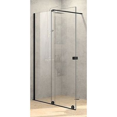 Huppe Xtensa pure 4-kąt drzwi prysznicowe 180 cm lewe czarny mat/szkło przezroczyste Anti-Plaque XT0109.123.322