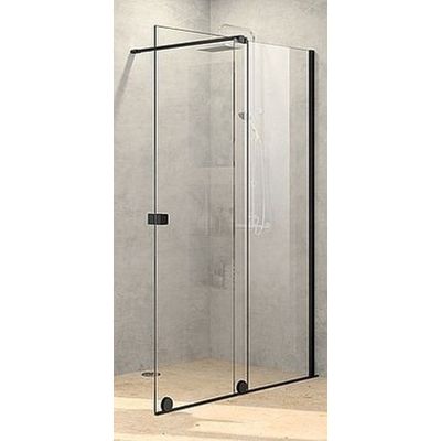 Hüppe Xtensa Pure 4-kąt drzwi prysznicowe 120 cm prawe czarny mat/szkło przezroczyste Anti-Plaque XT0203.123.322
