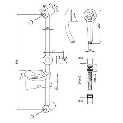 Invena Tetis zestaw prysznicowy chrom/czarny AU-44-001