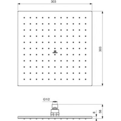 Ideal Standard Idealrain deszczownica 30x30 cm kwadratowa stal A5805AA