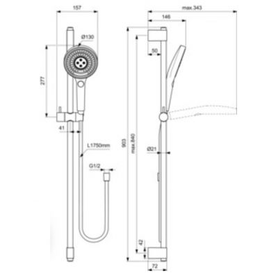 Ideal Standard Idealrain Solos zestaw prysznicowy ścienny czarny A7898XG