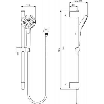 Ideal Standard Idealrain Evo zestaw prysznicowy ścienny z drążkiem 60 cm chrom B2233AA