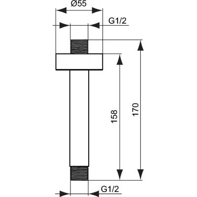 Ideal Standard Archimodule ramię prysznicowe 15 cm sufitowe czarny mat B9446XG