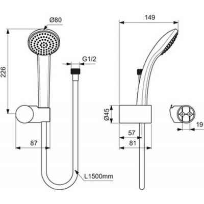 Ideal Standard Rain zestaw prysznicowy ścienny chrom B9506AA