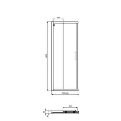 Ideal Standard Connect 2 drzwi prysznicowe 77 cm rozsuwane srebrny szczotkowany/szkło przezroczyste K9259EO