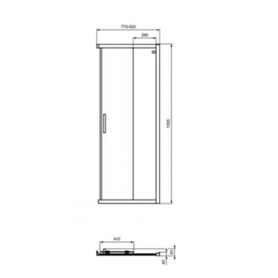 Ideal Standard Connect 2 drzwi prysznicowe 77 cm rozsuwane srebrny szczotkowany/szkło przezroczyste K9259EO